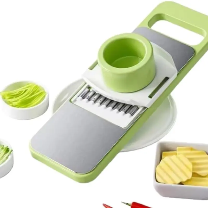 Multifunctional Stainless Steel Vegetable Grater, Food Safe Metal Blade Slicer Shredder for Cucumber Lemon, Handheld Kitchen Prep Tool with Anti Slip Base,Dishwasher Safe, Space Saving Household Cooking Accessory for Restaurant Daily Food Making