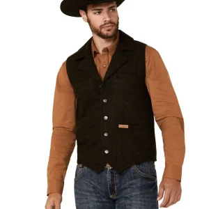 Powder River Outfitters Men's Wool Button-Down Vest - 98_1176-Dkbrn