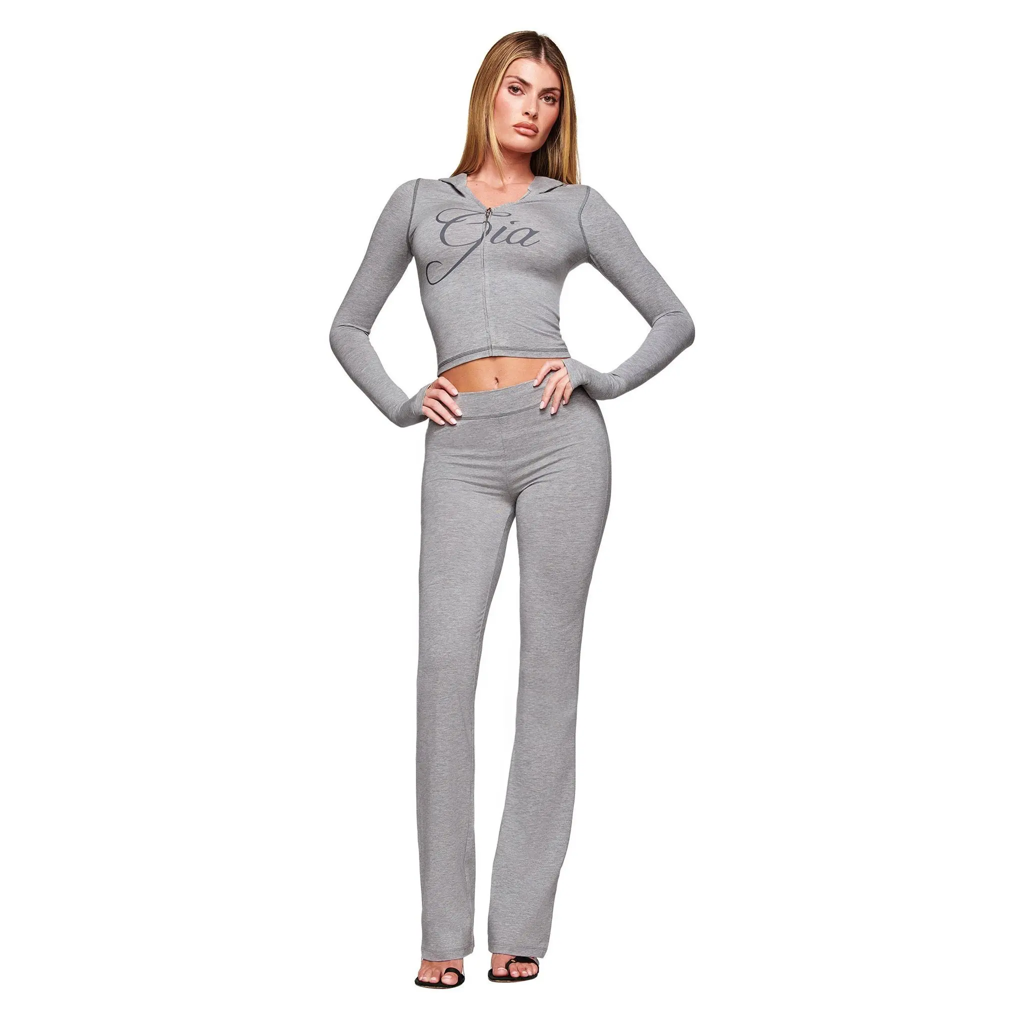 BLARE JERSEY HOODIE - GREY : HEATHER GREY - Image 4