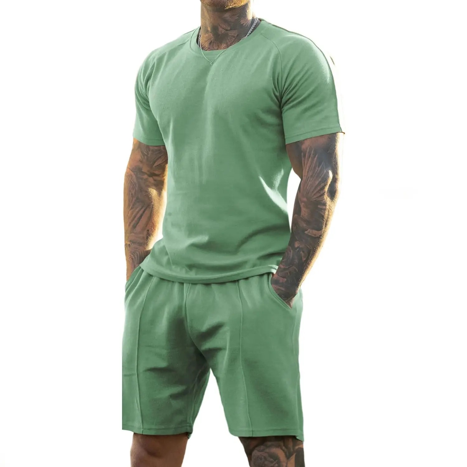 GINGTTO Mens Short Sets 2 Piece Outfits Fashion Summer Tracksuits Casual Set Fathersdaygift