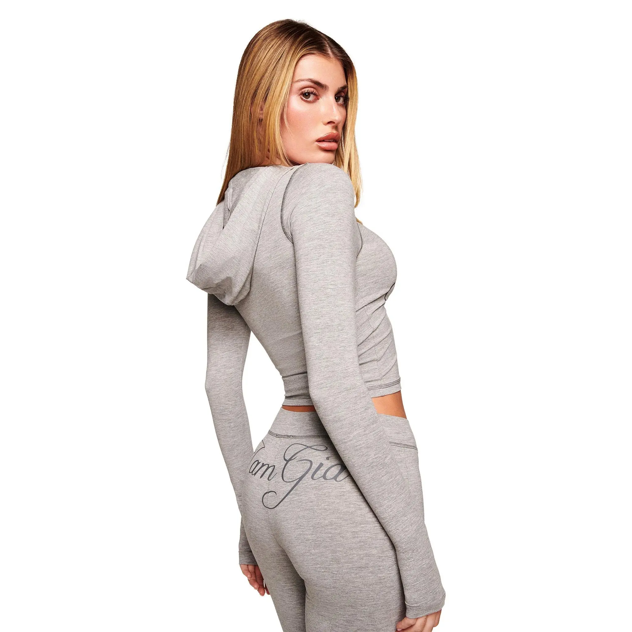 BLARE JERSEY HOODIE - GREY : HEATHER GREY - Image 5